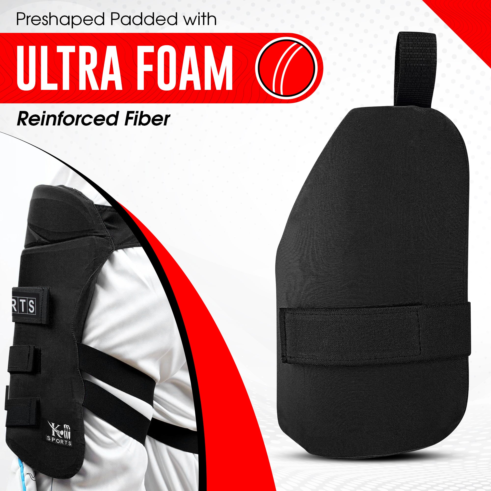 Cricketer wearing KM SPORTS cricket thigh pad during batting – right hand protection