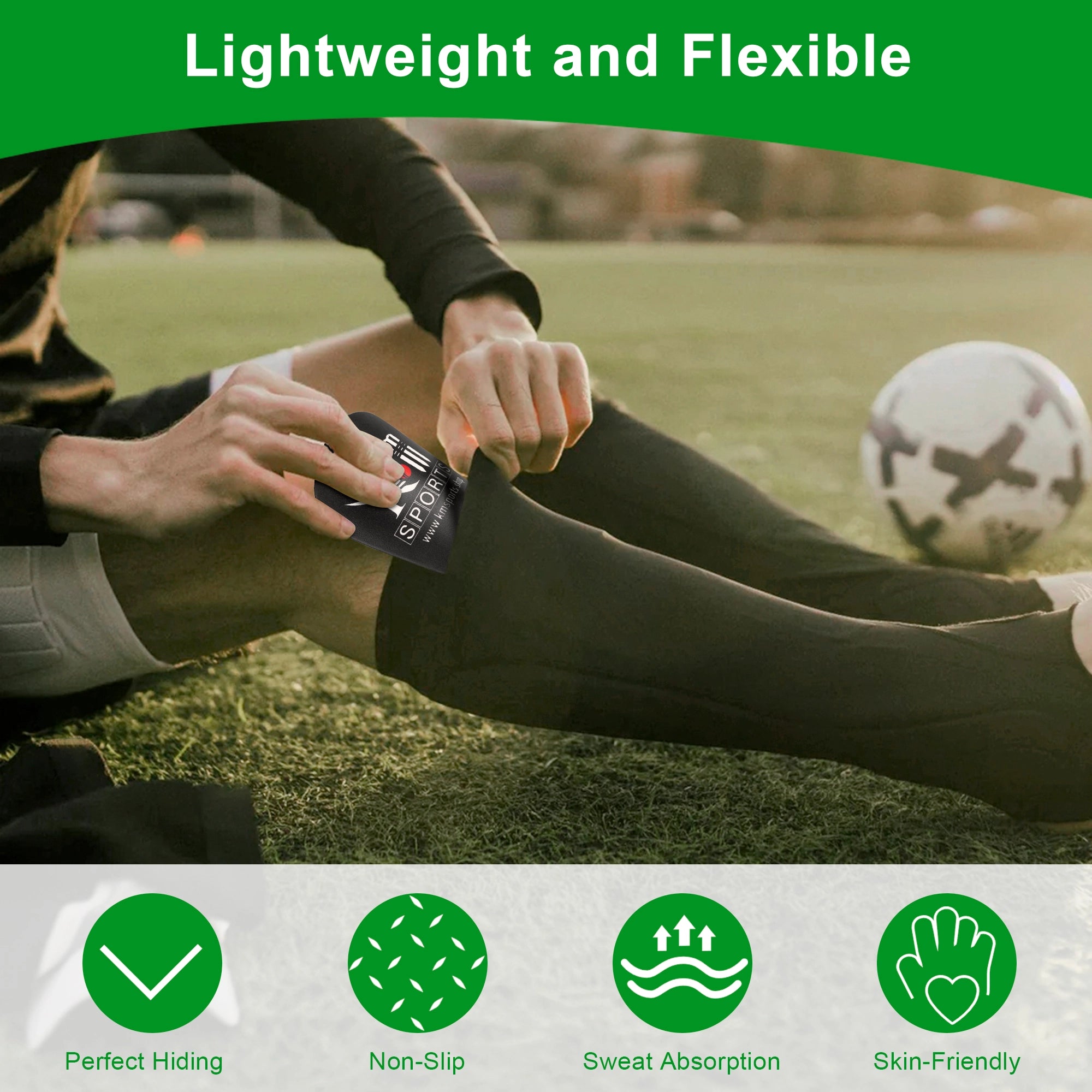 Shin guards worn by kid on grass field – KM SPORTS UAE