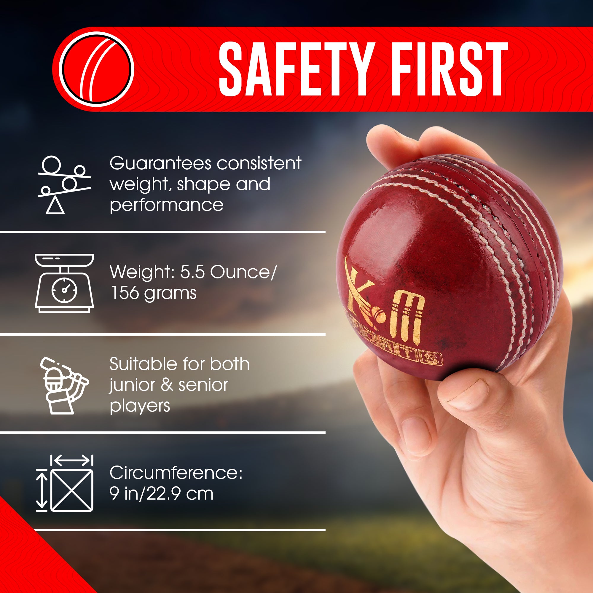 Red Hard ball or leather ball