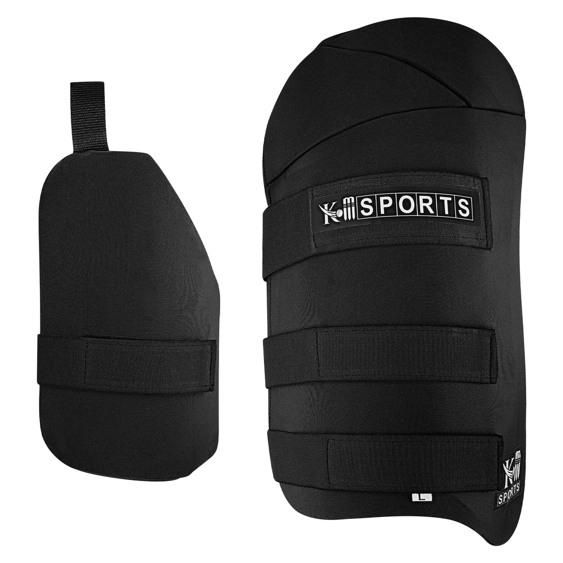 KM SPORTS cricket thigh pad front view β lightweight protection for batsmen