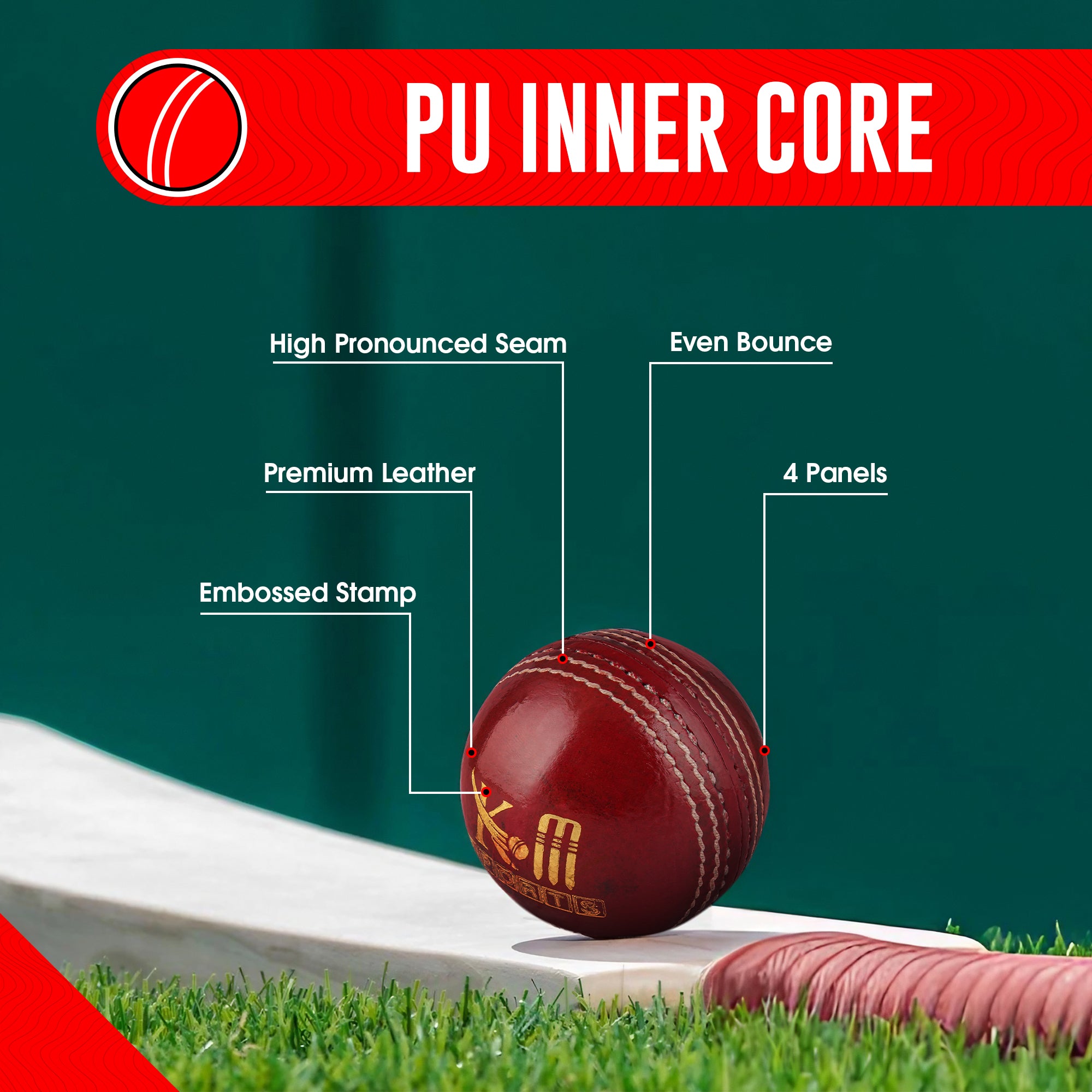 Red Hard ball or leather ball