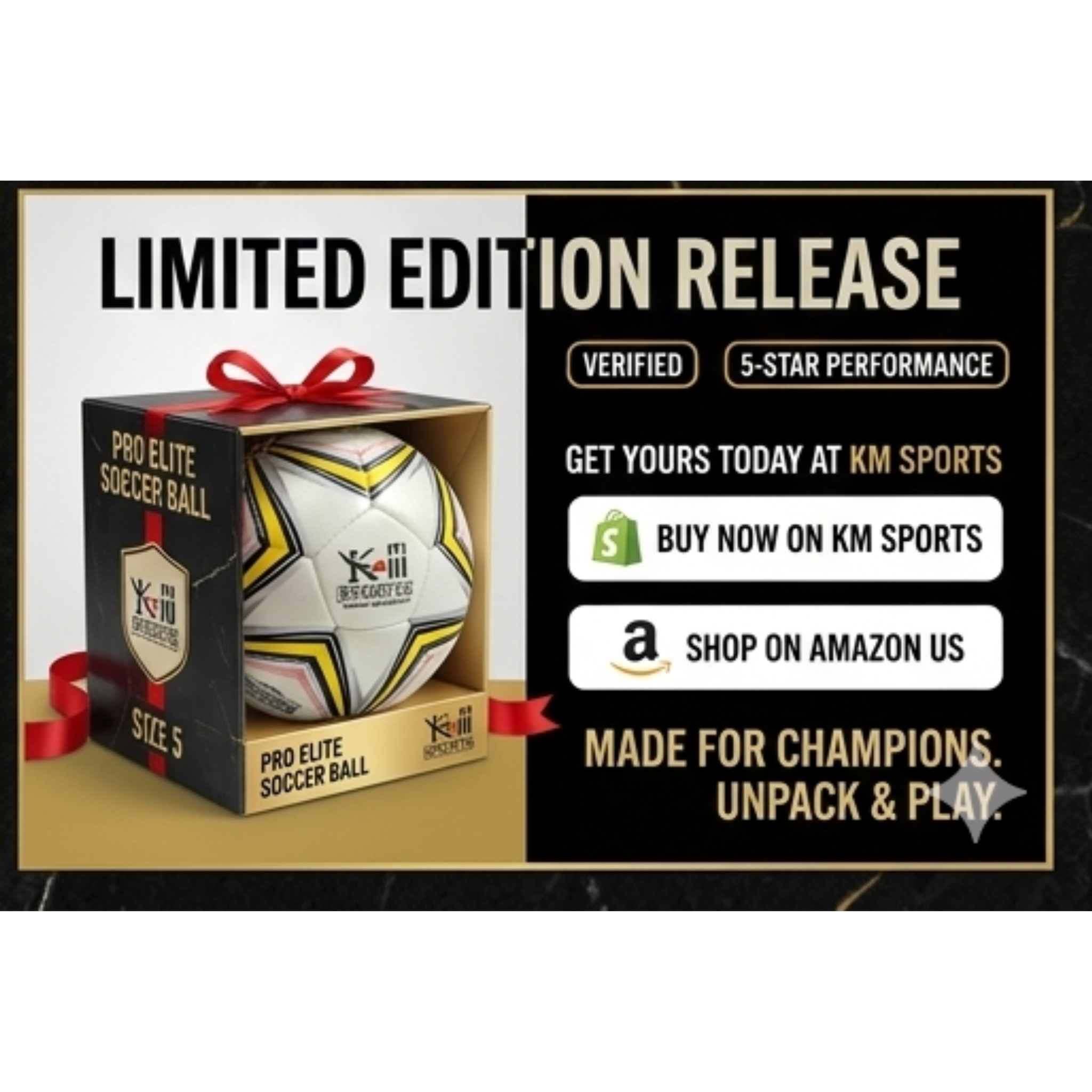 KM Sports premium soccer ball retail packaging gift box