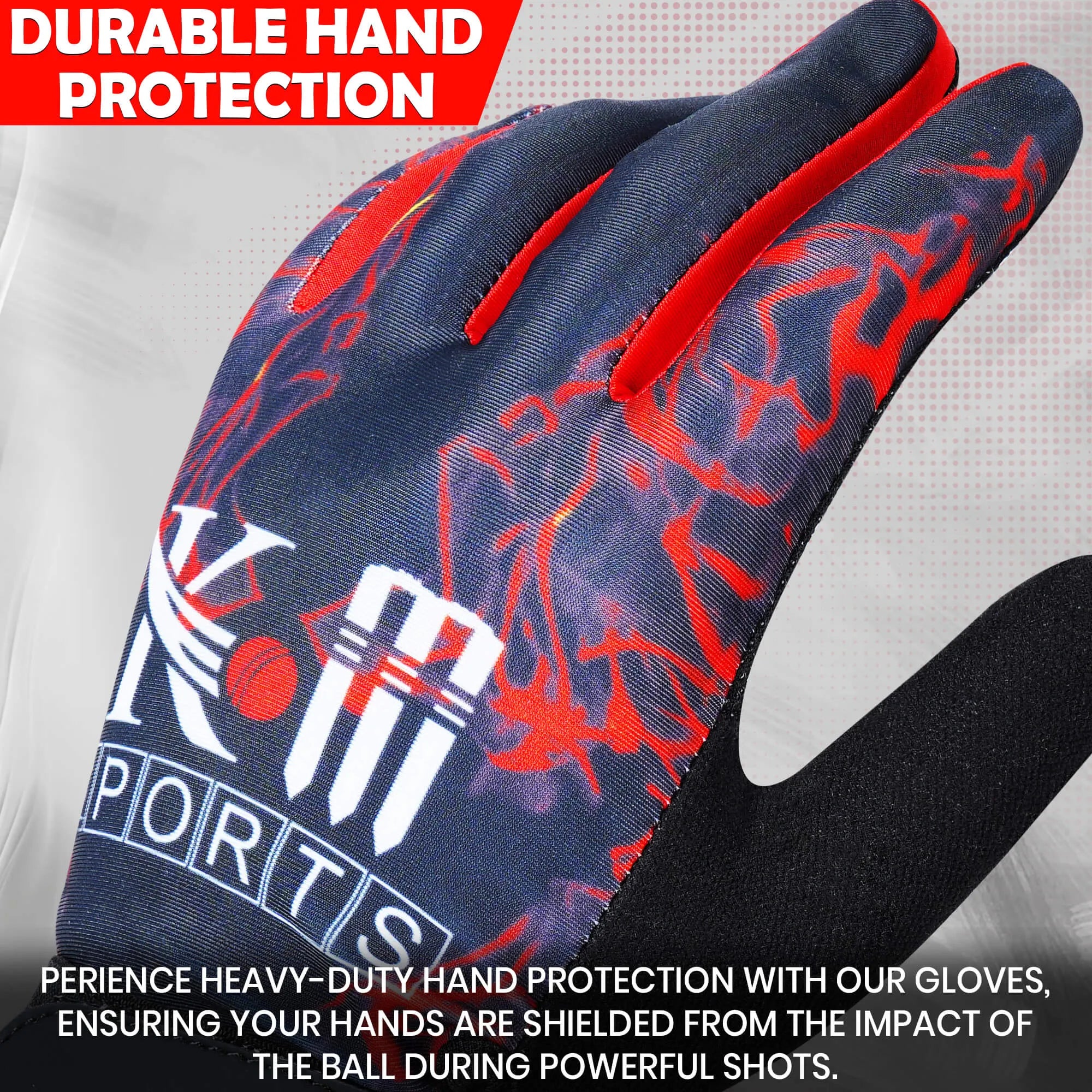 KM SPORTS Hard Tennis Batting Gloves front view β heavy-duty cricket gloves