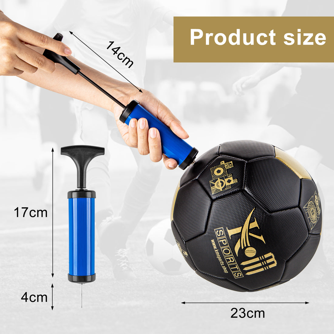 soccer ball or football with air pump