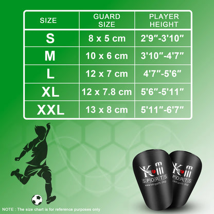 Soccer shin pads with ankle protection – for youth &amp; adults Size chart
