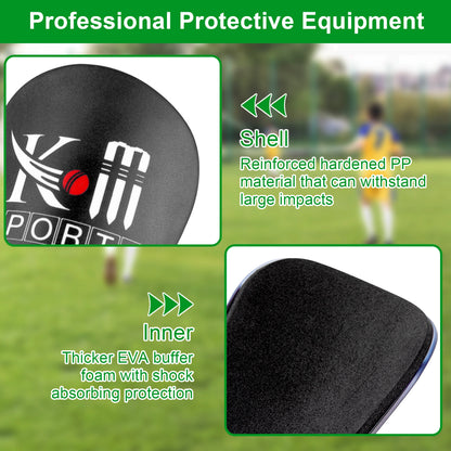 KM SPORTS football shin guards – front and back view