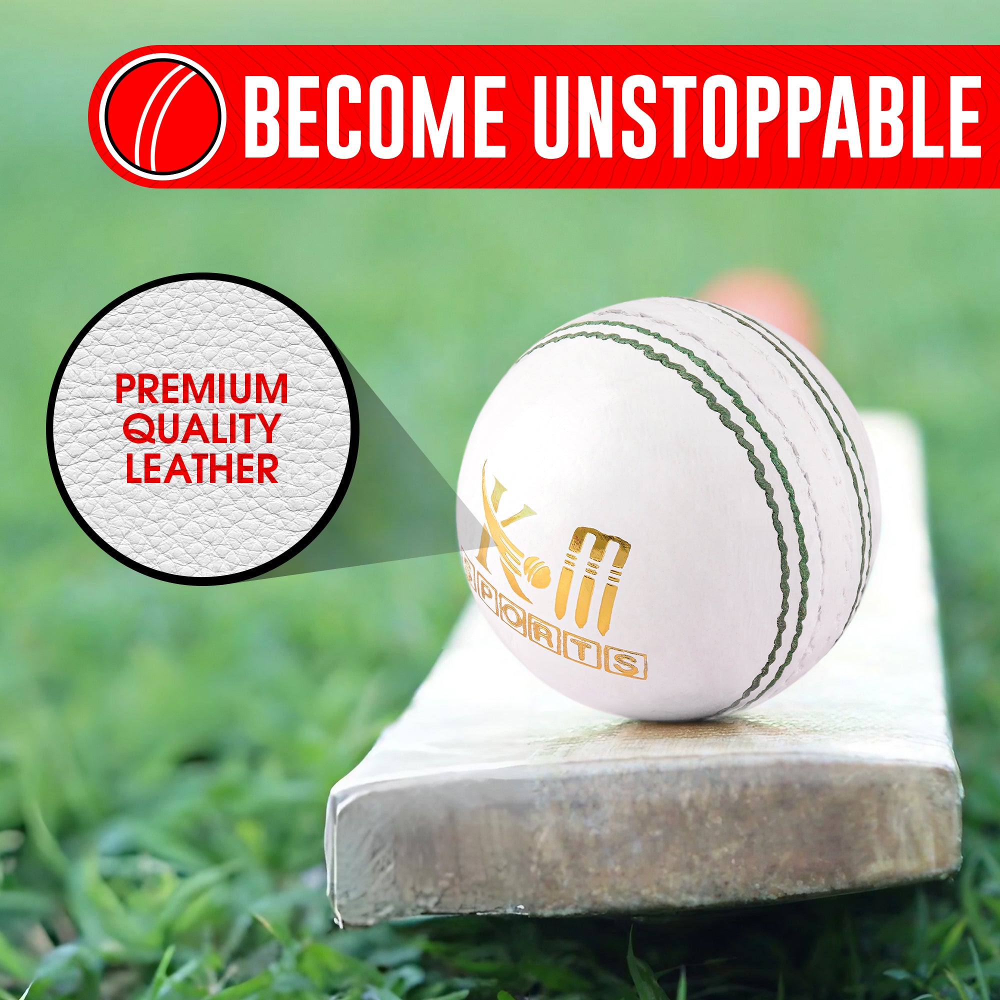 High-quality KM SPORTS white cricket ball – Available in Dubai &amp; Abu Dhabi