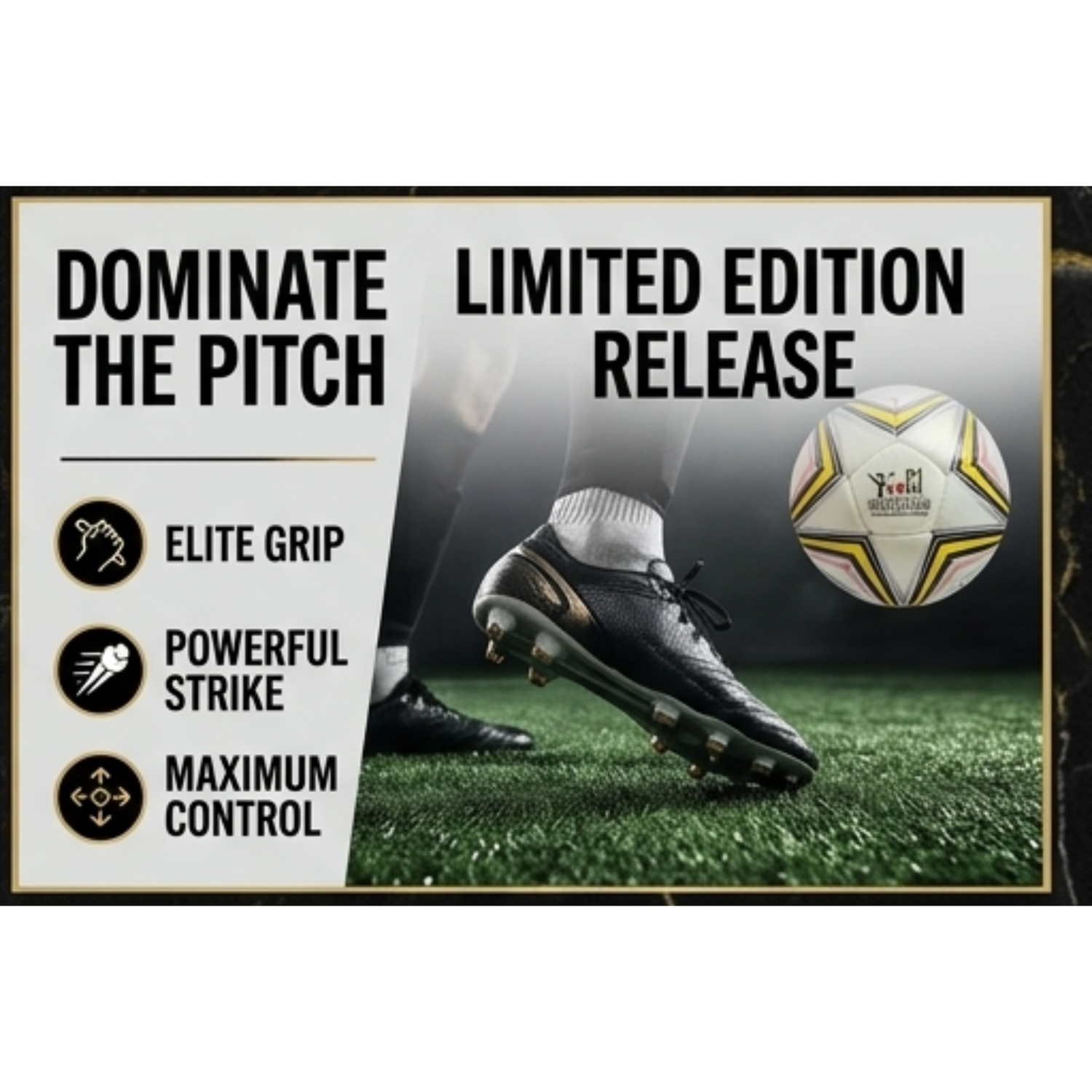 Professional soccer player training on field with size 5 ball